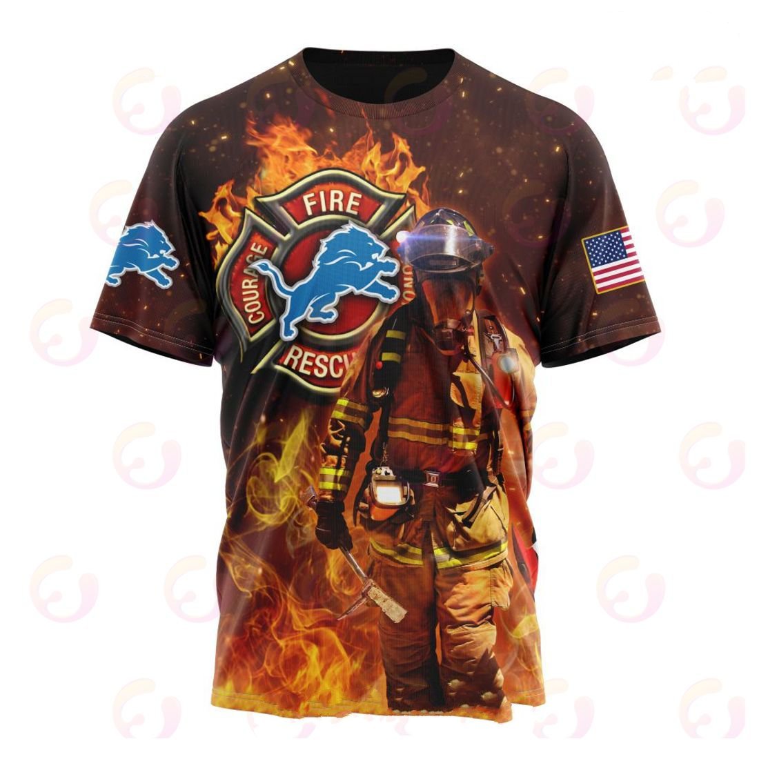 Detroit Lions Honor Firefighters – First Responders All Over Printed T-shirt Sweatshirt Hoodie AZCHD834