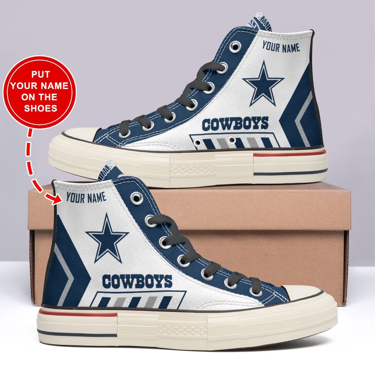 Dallas Cowboys Personalized New High Top Canvas Shoes 24