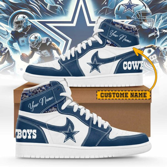Dallas Cowboys Limited Edition High AJ1 Shoes with Custom Name AZBTAJ1SEW000010