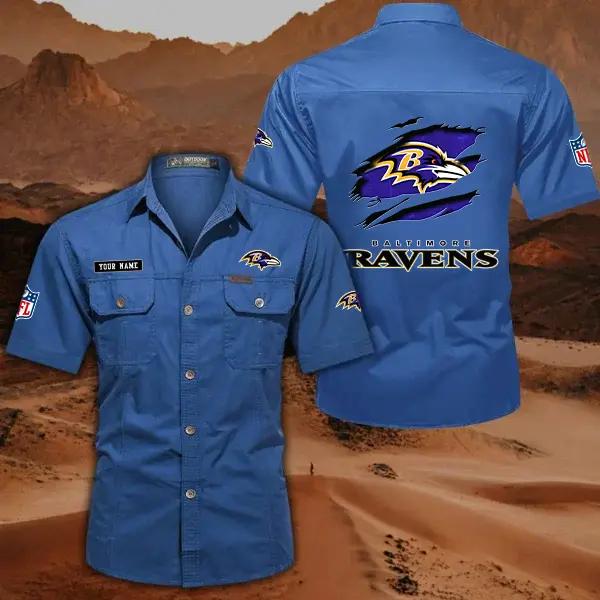 Baltimore Ravens Men’s Short Sleeve Cargo Shirts New 2025 AZBT2DCGS000003