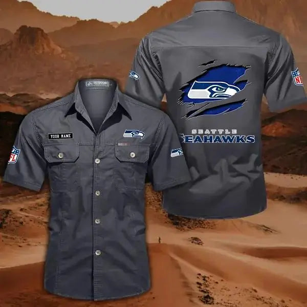 Seattle Seahawks Men’s Short Sleeve Cargo Shirts New 2025 AZBT2DCGS000028