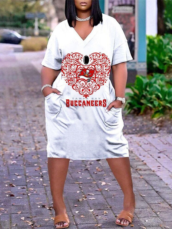 Tampa Bay Buccaneers V-neck Casual Pocket Dress Limited Edition AZBTVCPD000277