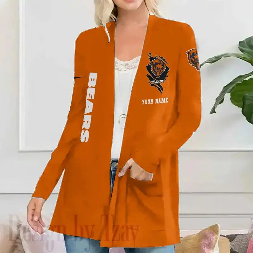 Chicago Bears Women Patch Pocket Cardigan BT032