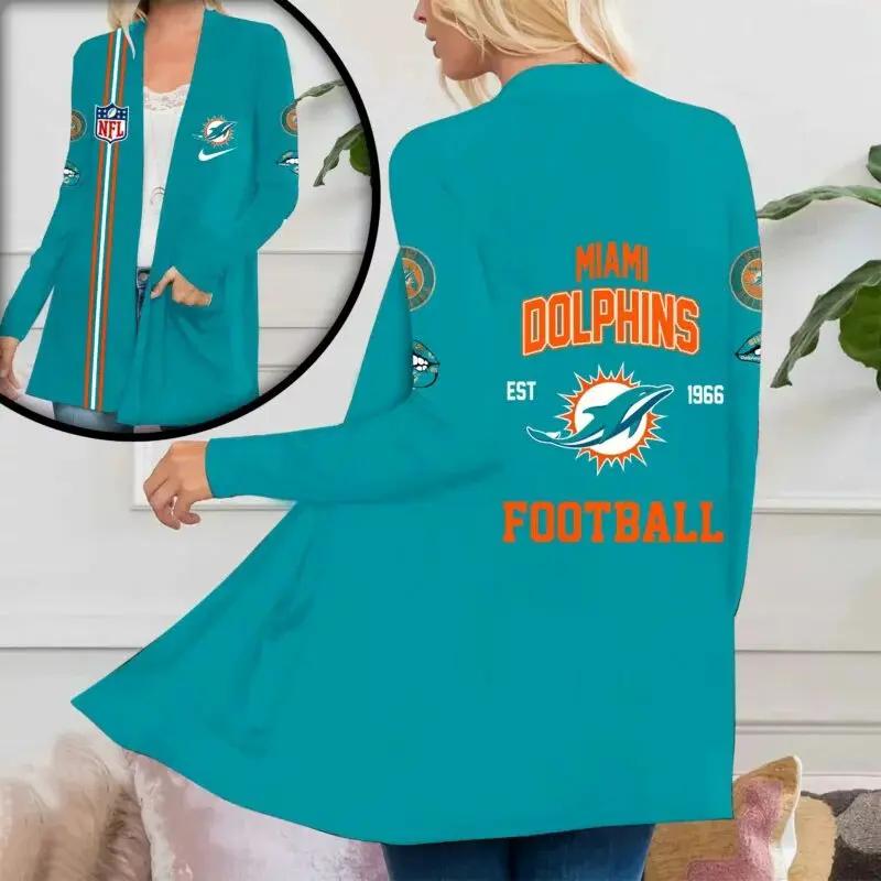Miami Dolphins Women Patch Pocket Cardigan BT114