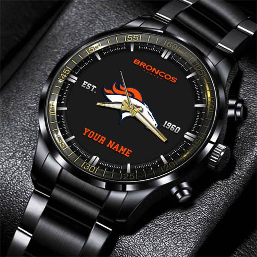 Denver Broncos Black Fashion Watch Gifts For Sport Fans AZWATCH064