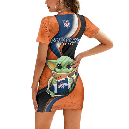 Denver Broncos Casual Short Sleeve Bodycon Mini Dress BG126