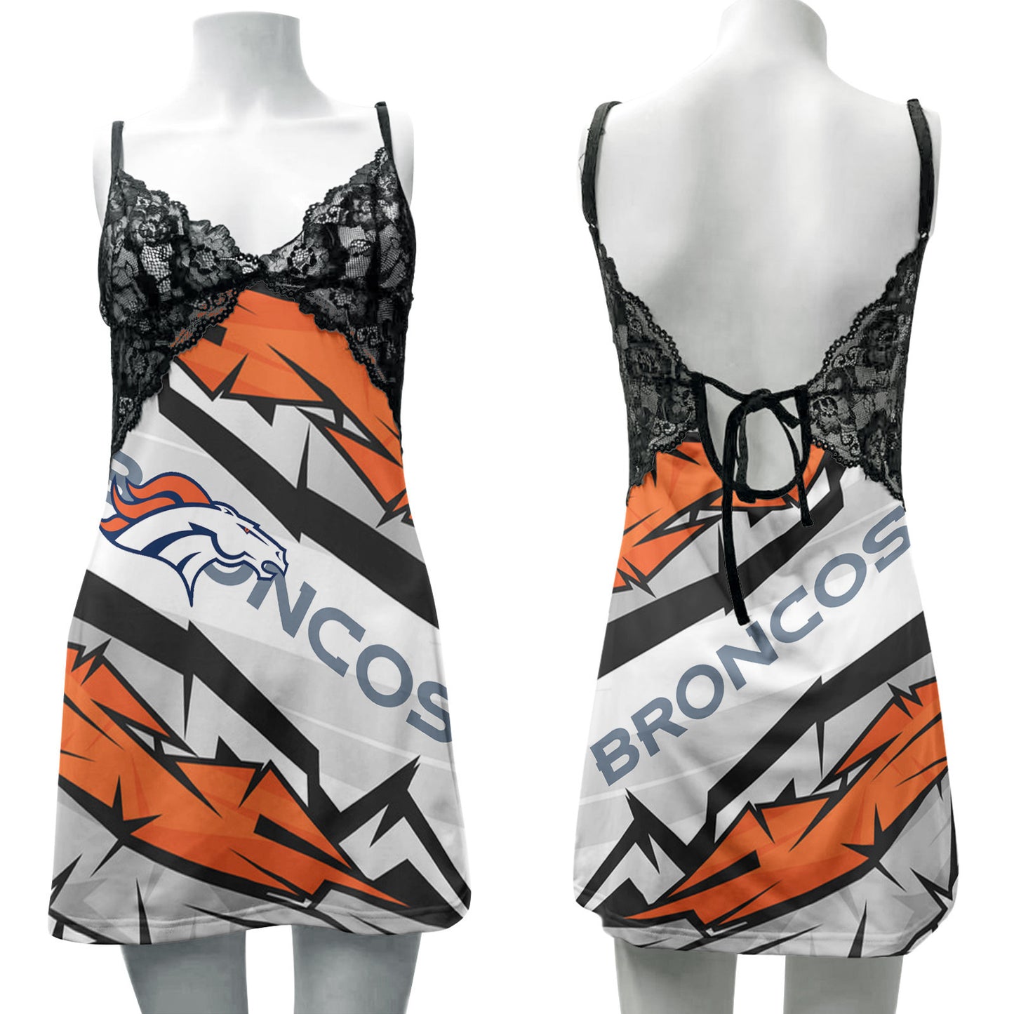 Denver Broncos Lace Back Strap Slip Dress 472