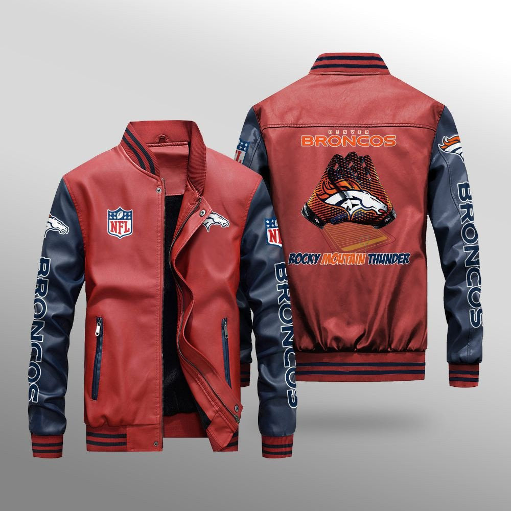 Denver Broncos Leather Bomber Jacket BG16