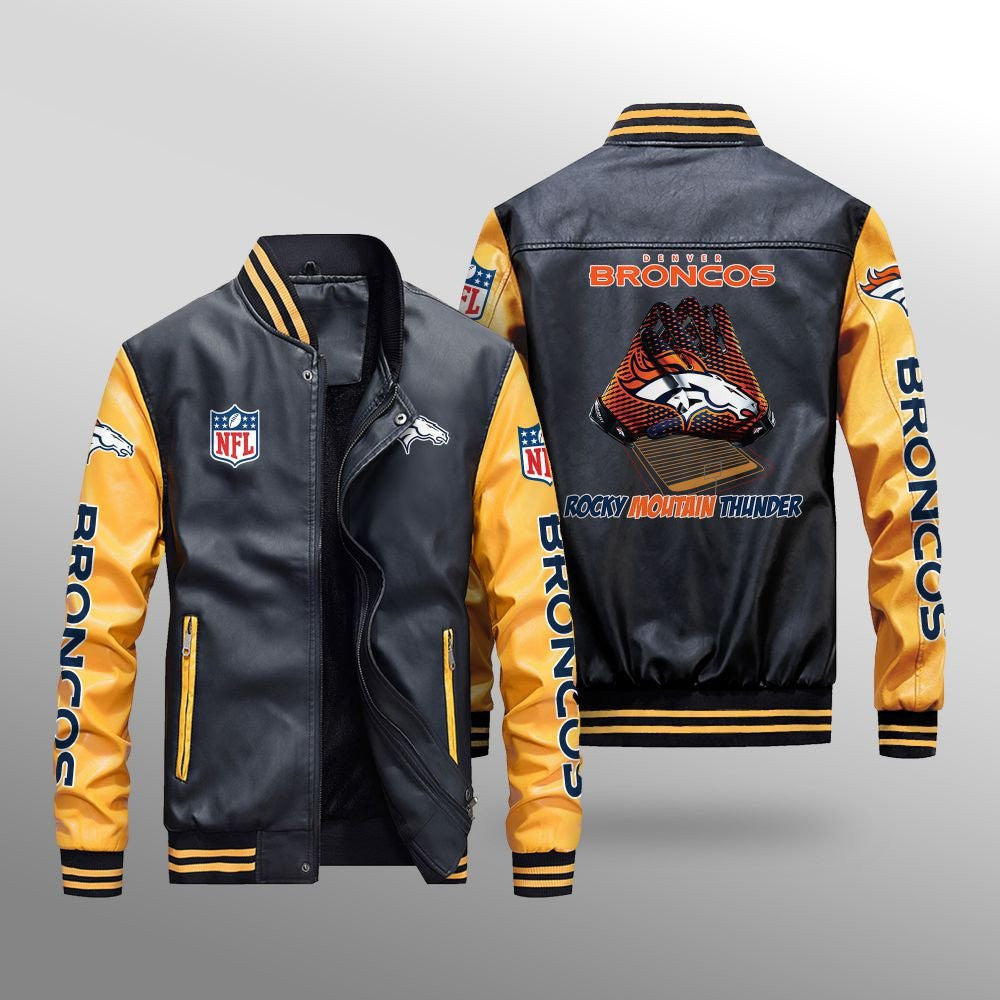 Denver Broncos Leather Bomber Jacket BG16