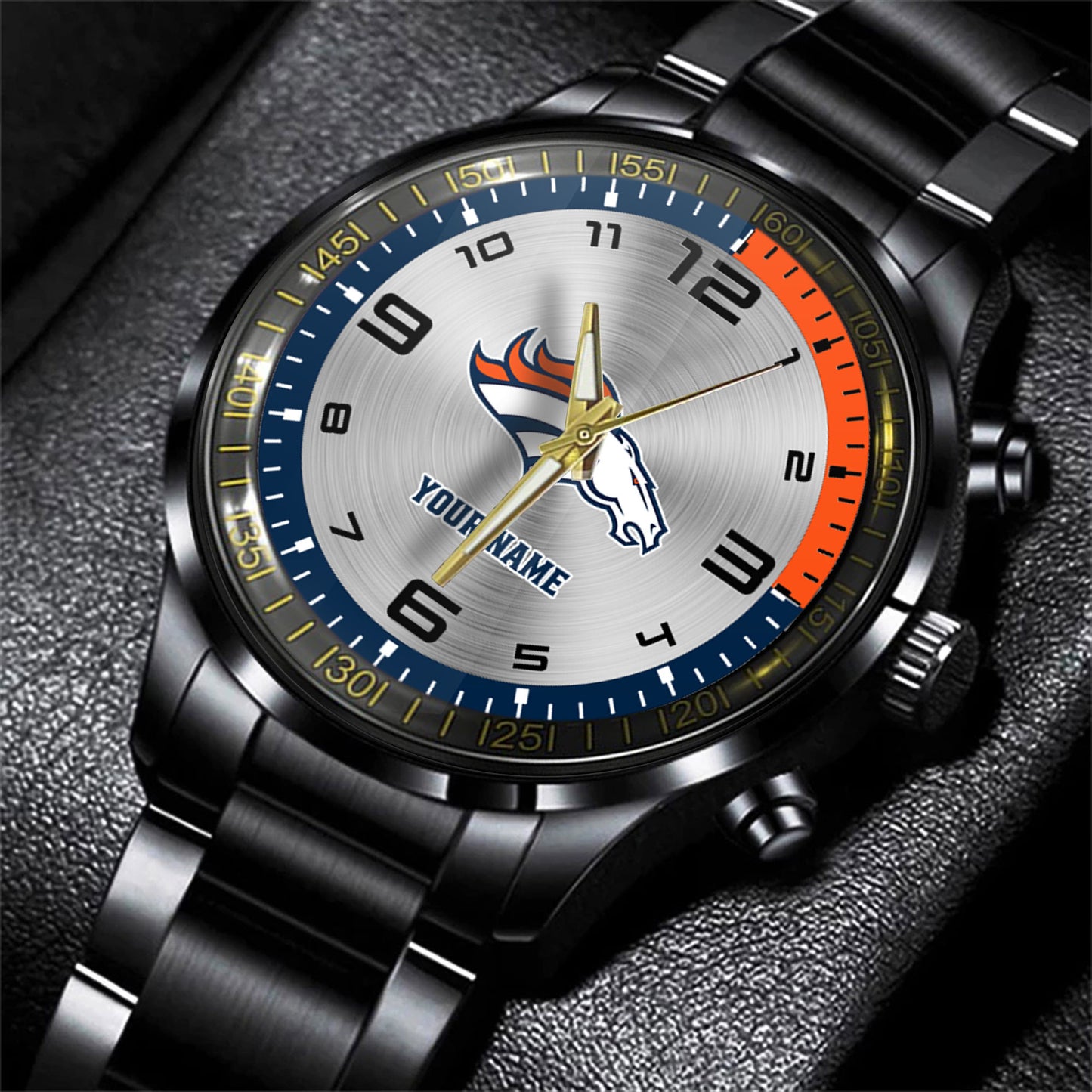 Denver Broncos Black Fashion Watch Gifts For Sport Fans AZWATCH010