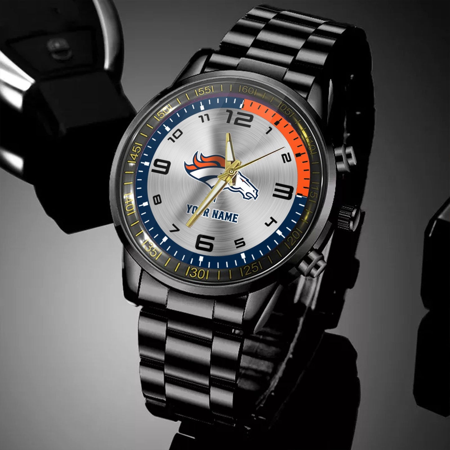 Denver Broncos Black Fashion Watch Gifts For Sport Fans AZWATCH010