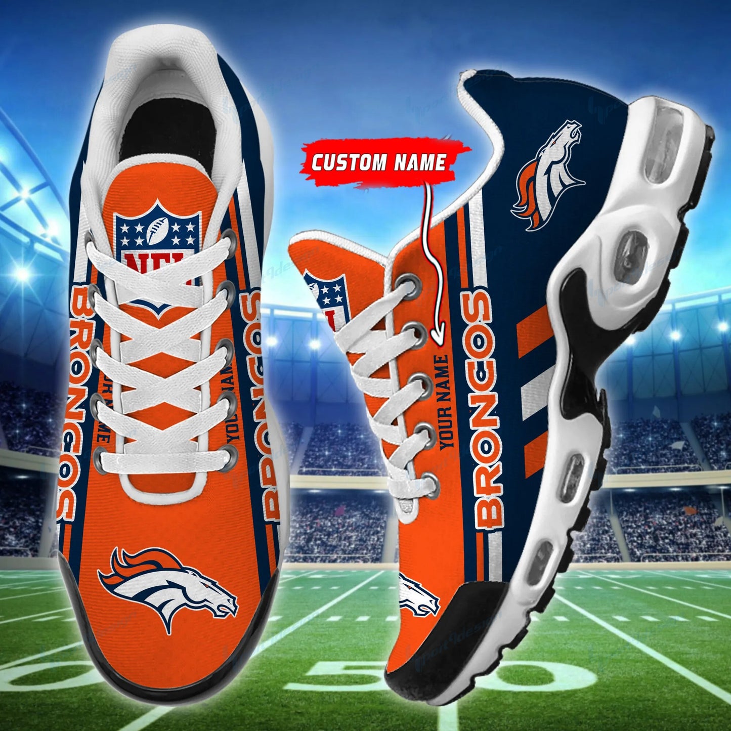 Denver Broncos Personalized Plus T-N Youth Sneakers BG57