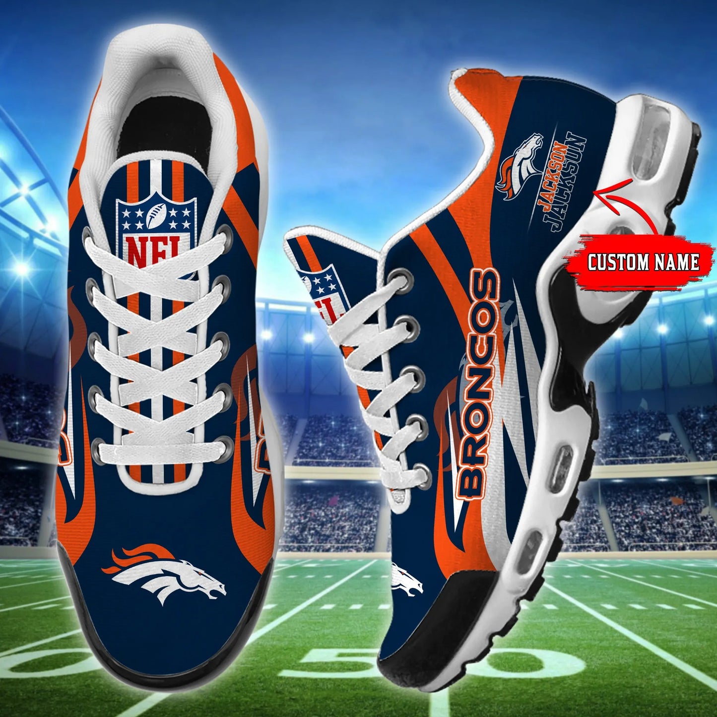 Denver Broncos Personalized Plus T-N Youth Sneakers BG89