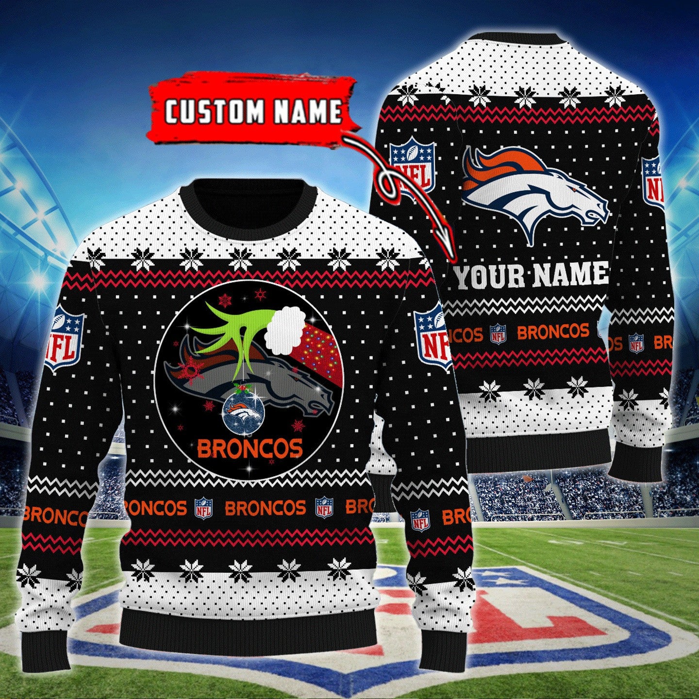 Denver Broncos Personalized Woolen Sweater BG44