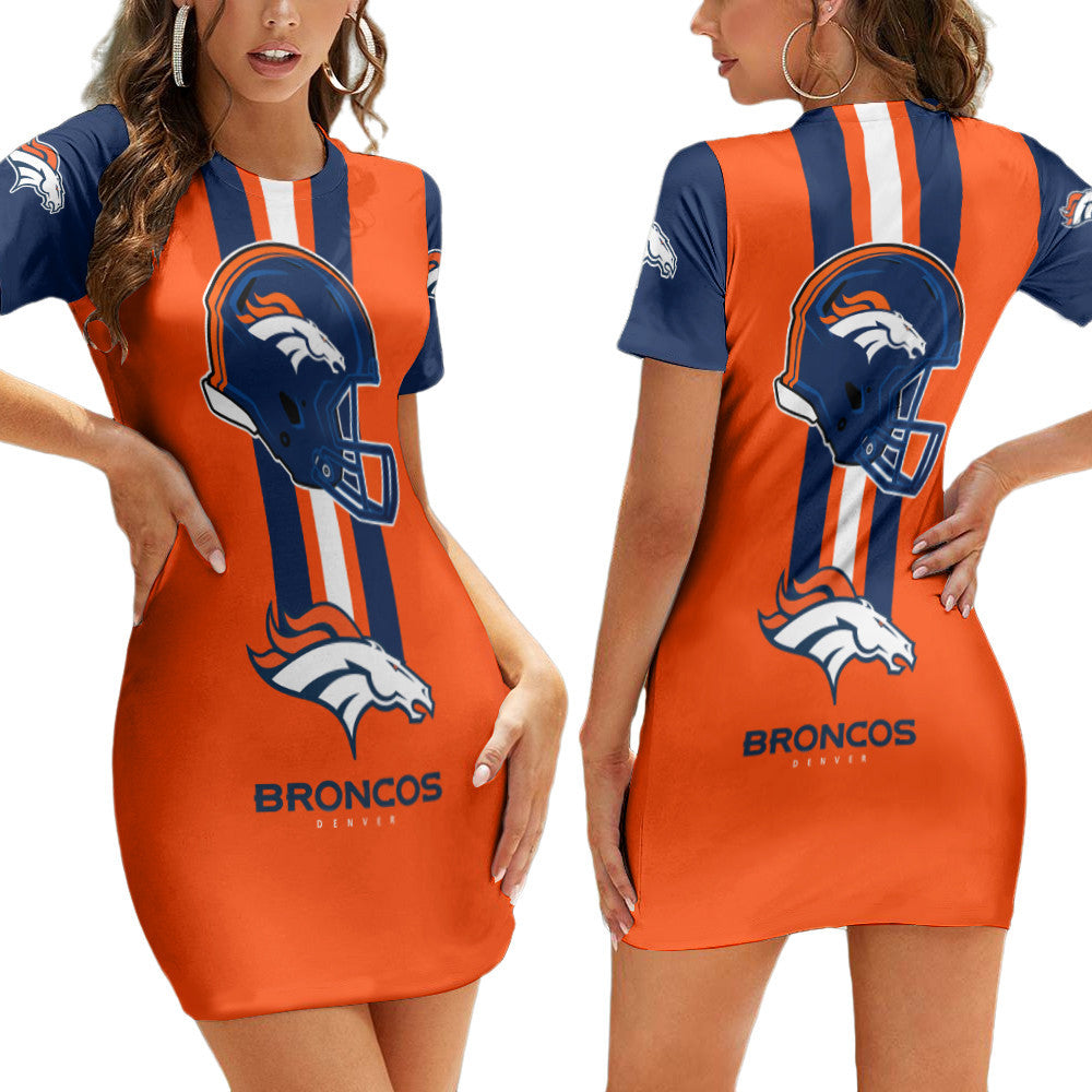 Denver Broncos Sleeve Bodycon Mini Dress BG264