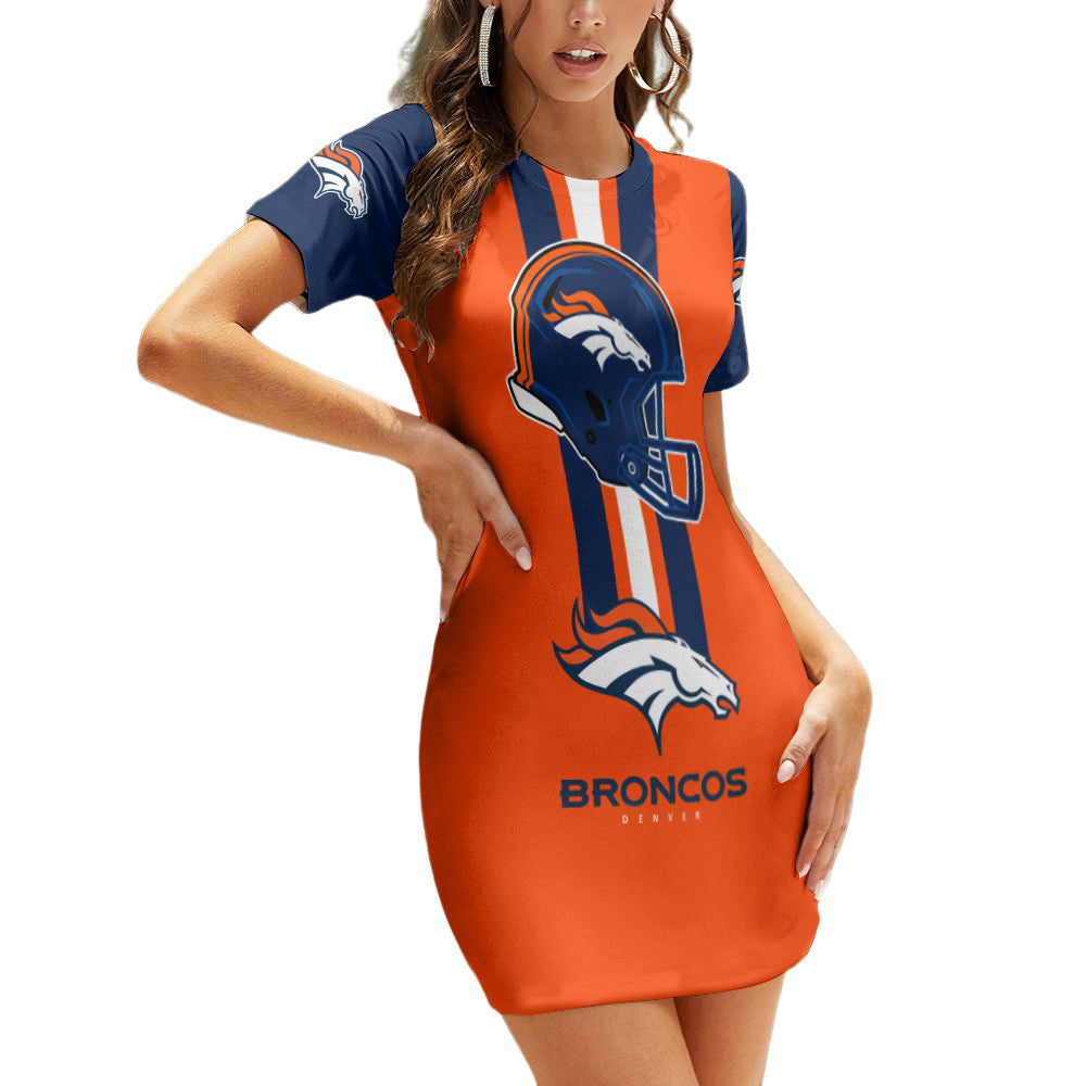 Denver Broncos Sleeve Bodycon Mini Dress BG264