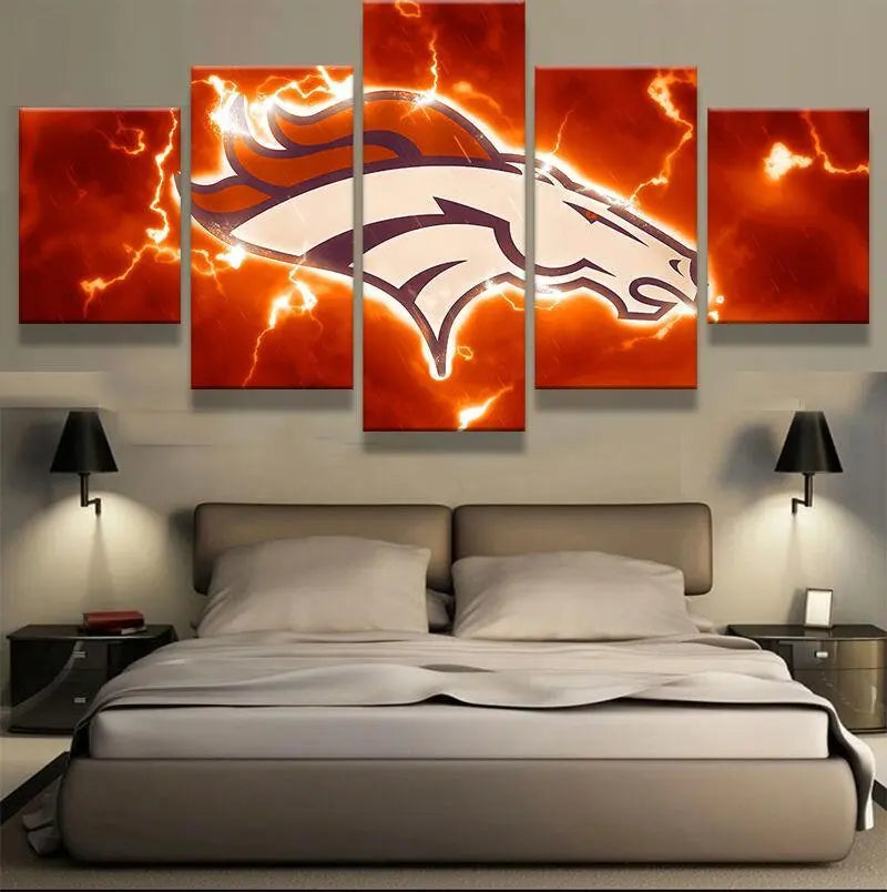 Denver Broncos 5 Piece Canvas Wall Art With Frame HA10