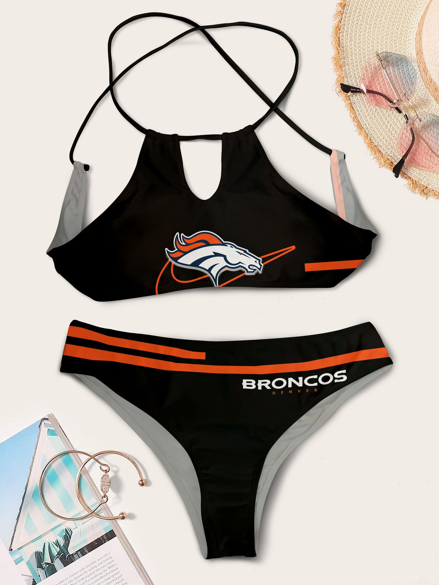 Denver Broncos Women’s Cami Keyhole One-piece Swimsuit BG58