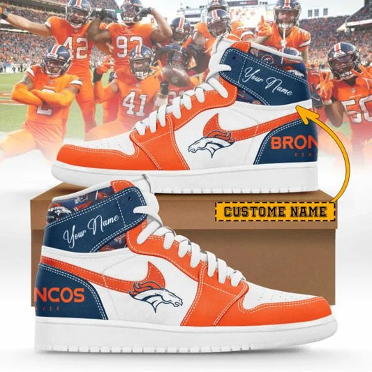 Denver Broncos Limited Edition High AJ1 Shoes with Custom Name AZBTAJ1SEW000011