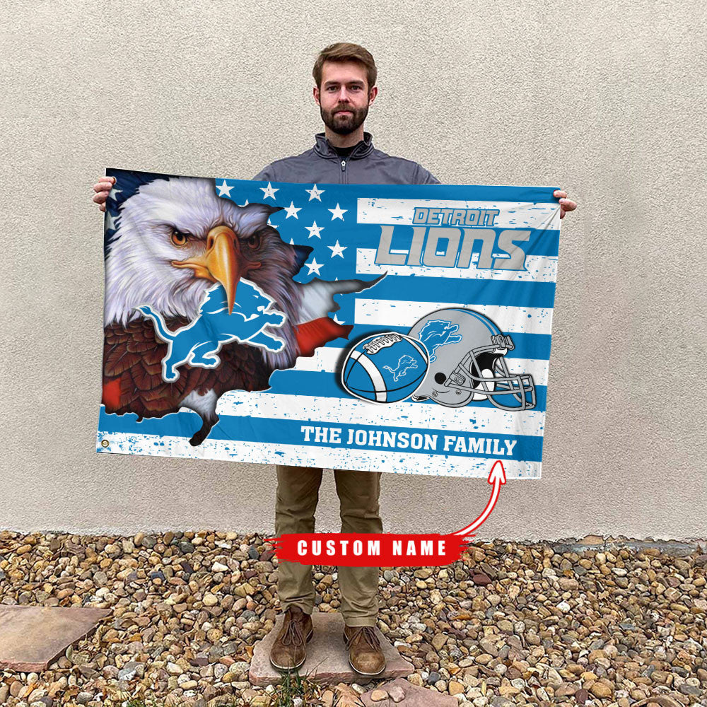 Detroit Lions-Flag-Custom Name