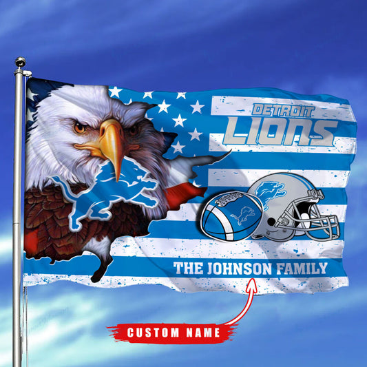 Detroit Lions-Flag-Custom Name