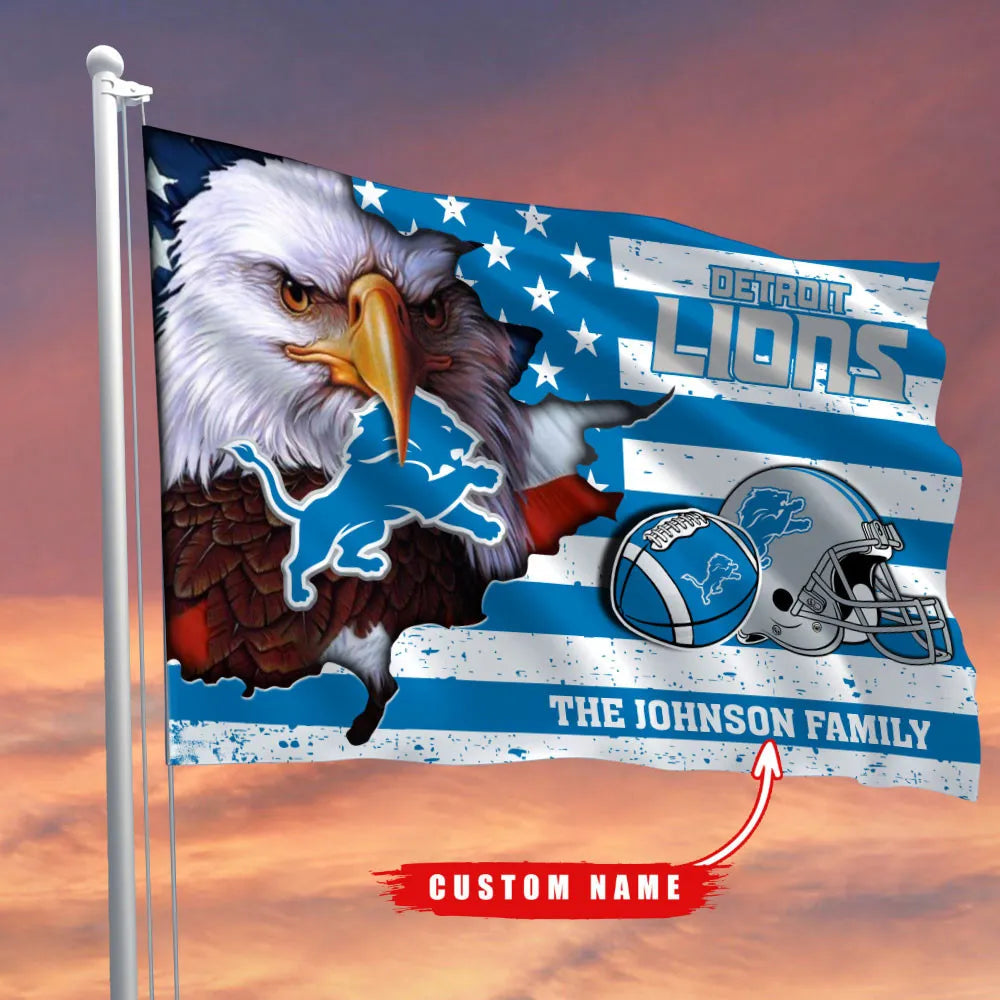 Detroit Lions-Flag-Custom Name