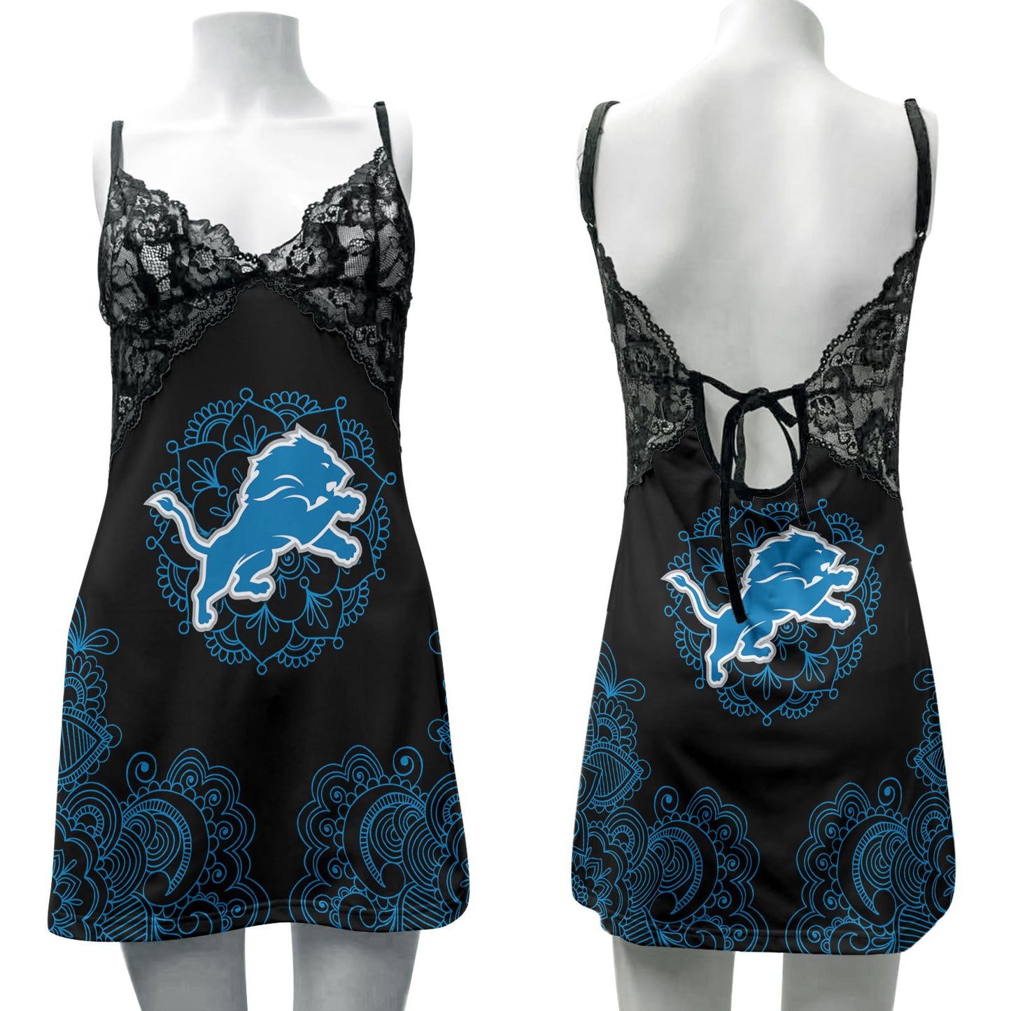 Detroit Lions Lace Back Strap Slip Dress 229