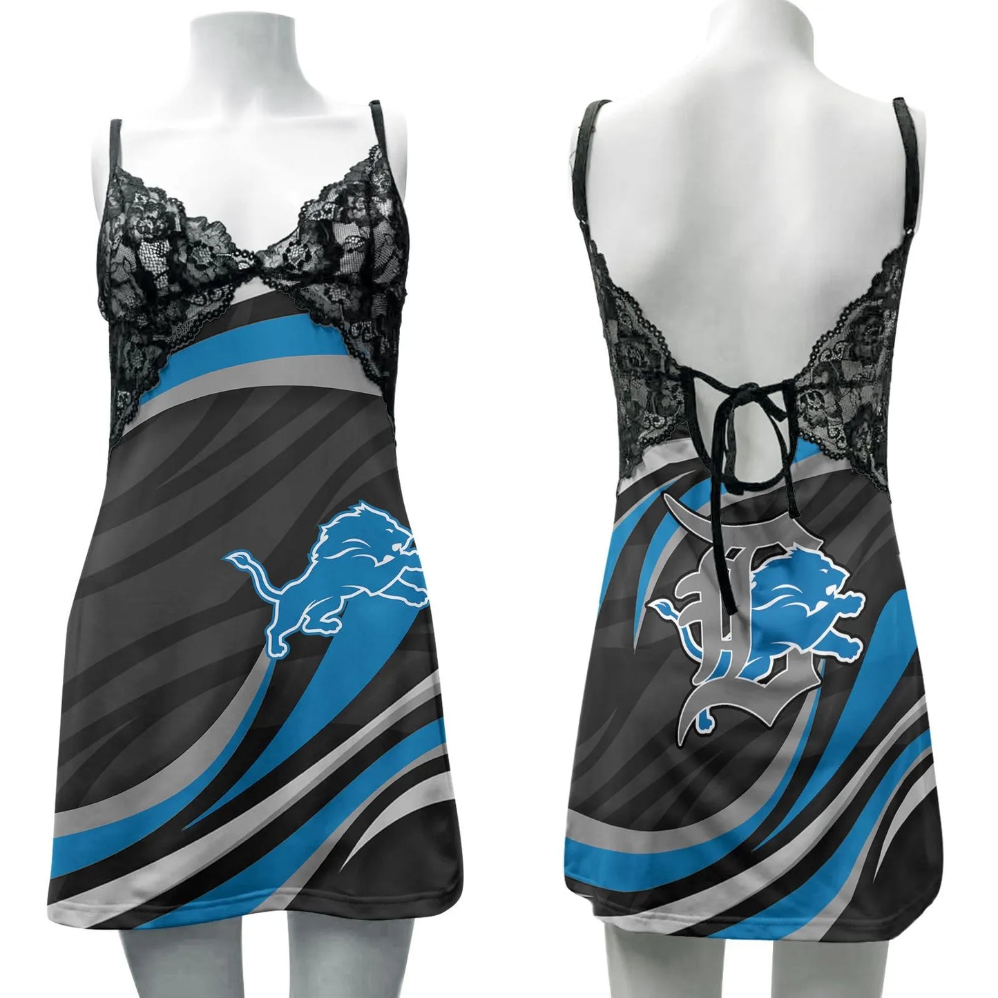 Detroit Lions Lace Back Strap Slip Dress 23-1