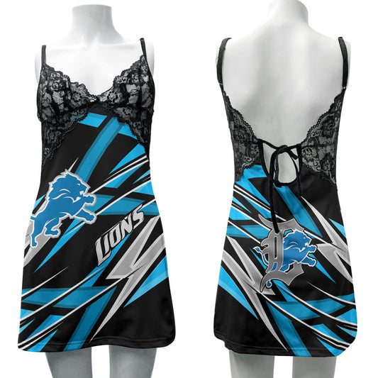 Detroit Lions Lace Back Strap Slip Dress 447