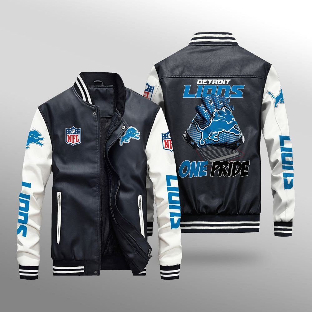 Detroit Lions Leather Bomber Jacket BG12