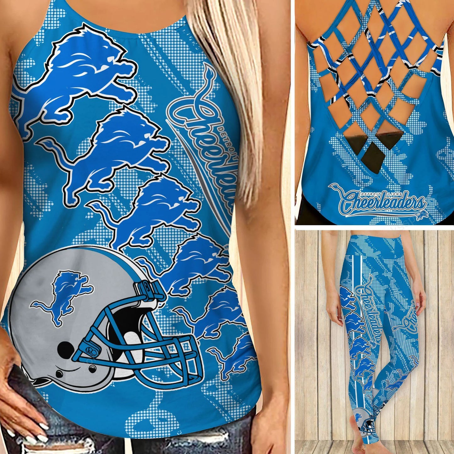 Detroit Lions Leggings And Cross Tank Top BG10