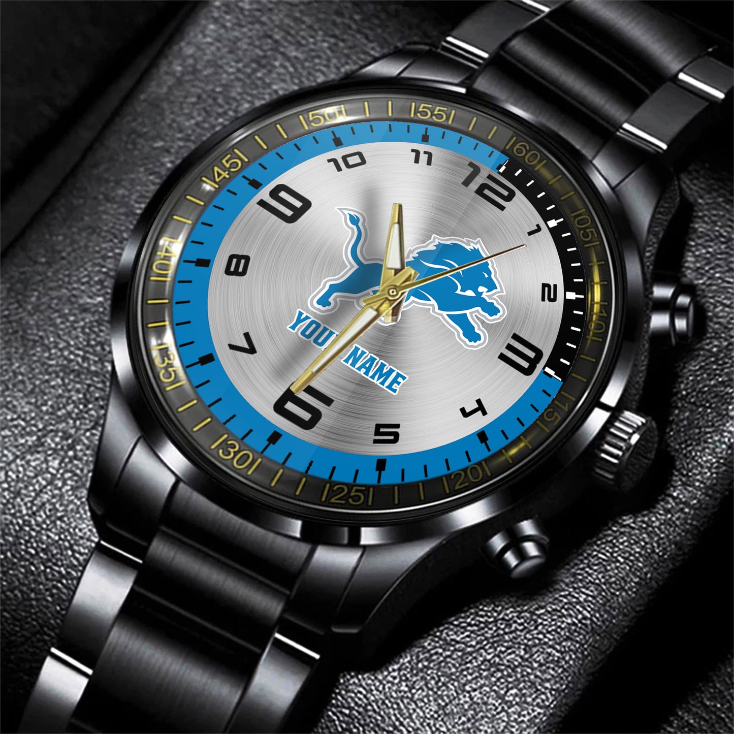 Detroit Lions Black Fashion Watch Gifts For Sport Fans AZWATCH011
