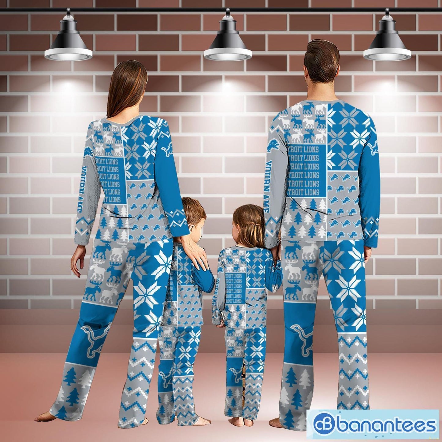 Detroit Lions Pajamas Christmas Gift For Family AZCPYZAM107