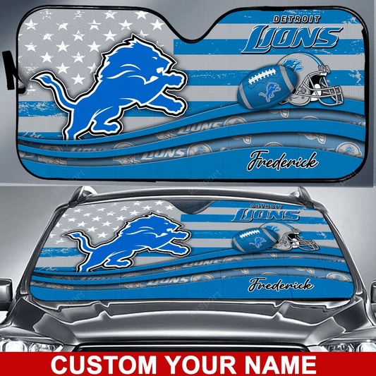 Detroit Lions Personalized Auto Sun Shade BG10