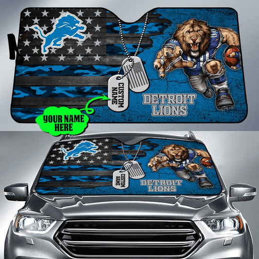 Detroit Lions Personalized Auto Sun Shade BG41