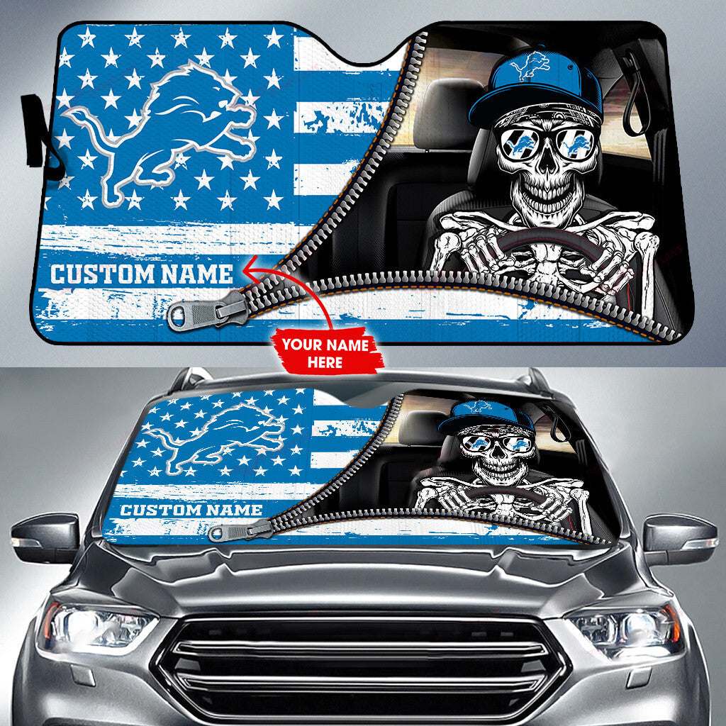 Detroit Lions Personalized Auto Sun Shade BG72