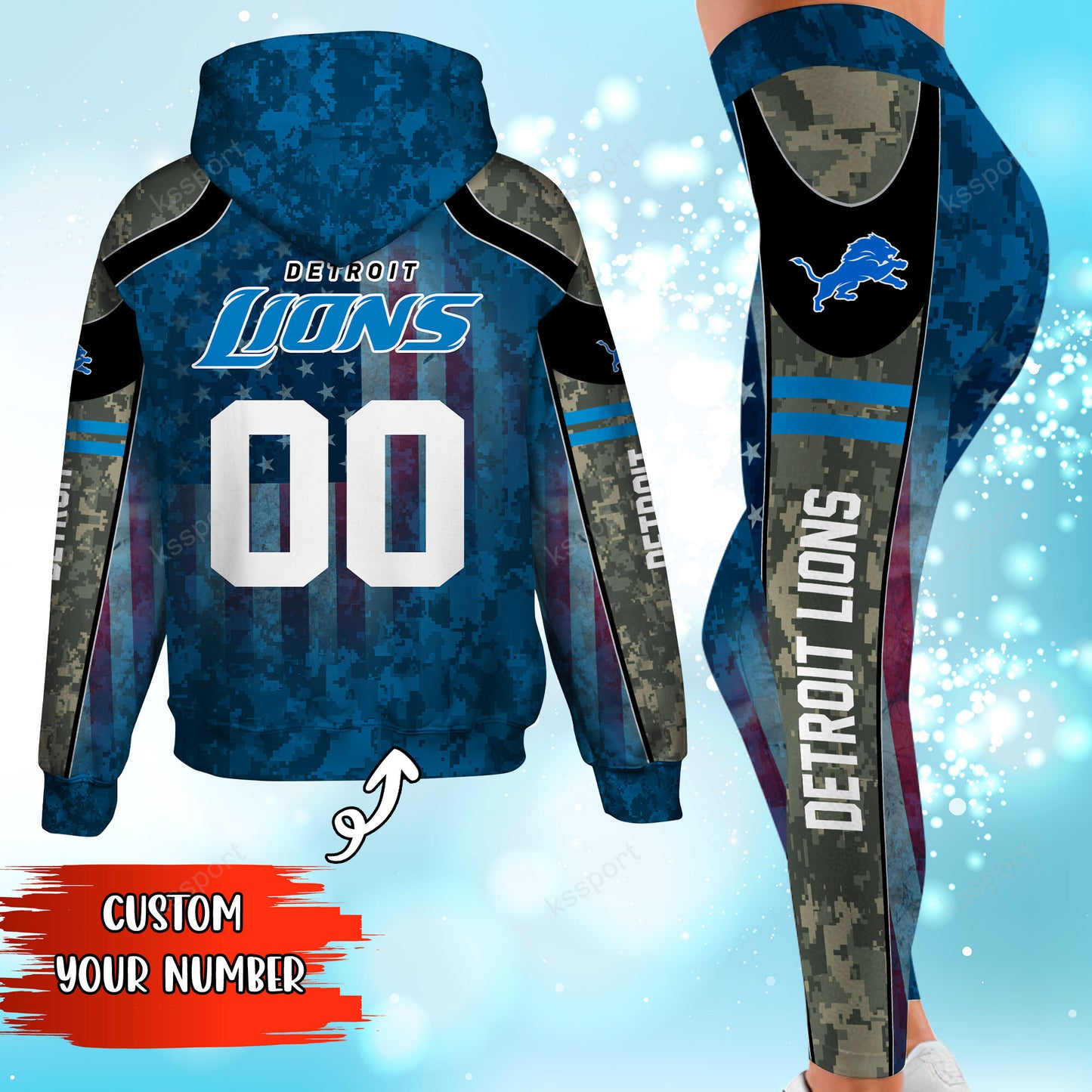 Detroit Lions Personalized Leggings And Hoodie BG73
