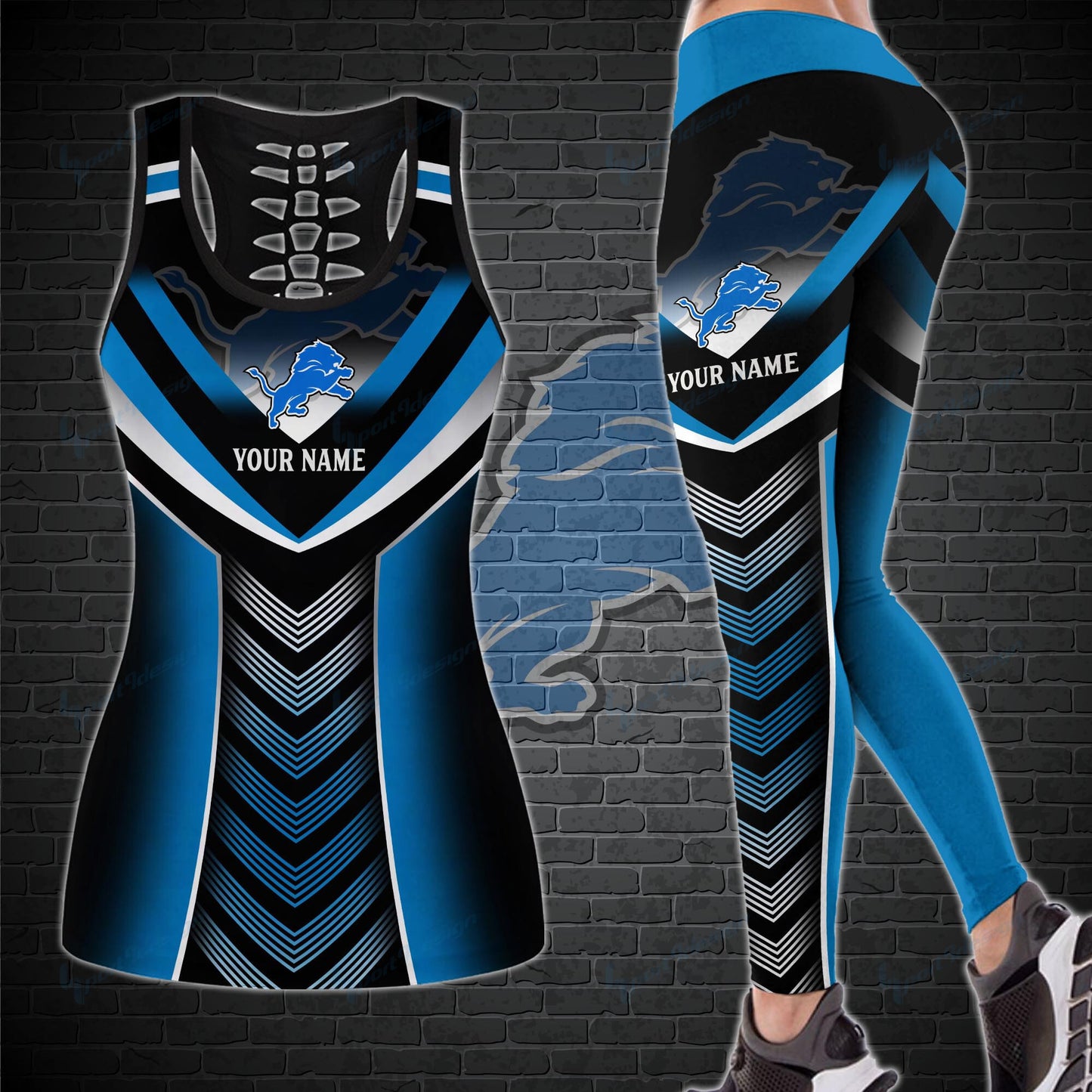 Detroit Lions Personalized Leggings And Tank Top BG09