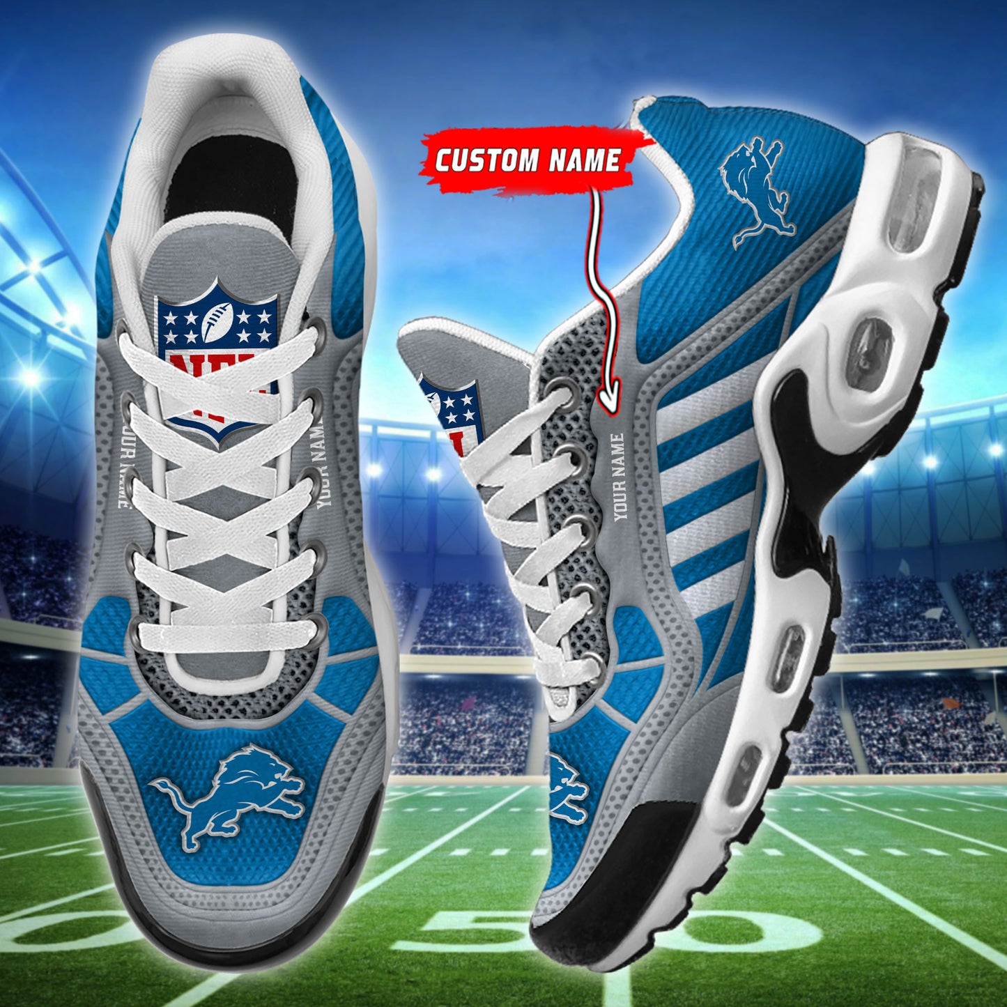 Detroit Lions Personalized Plus T-N Youth Sneakers BG145
