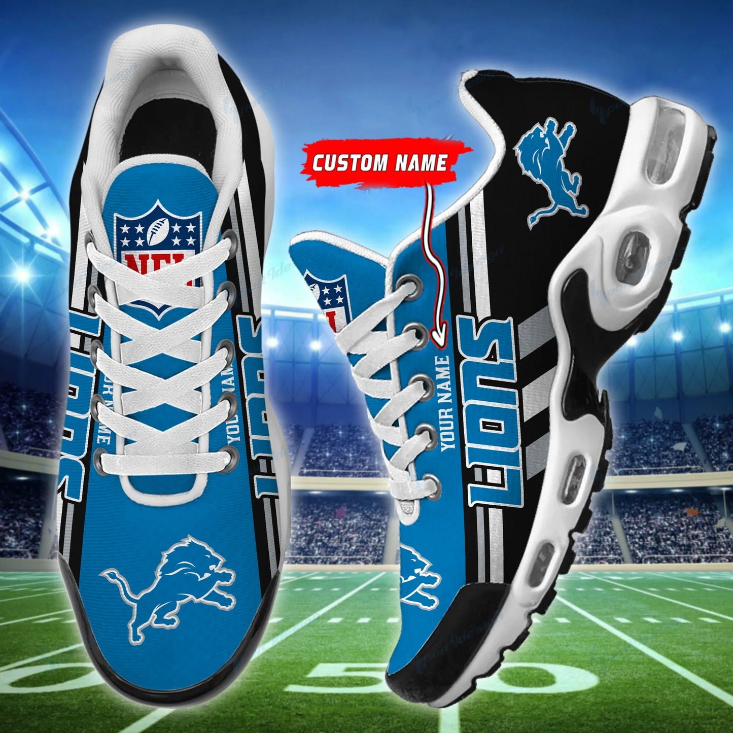 Detroit Lions Personalized Plus T-N Youth Sneakers BG58