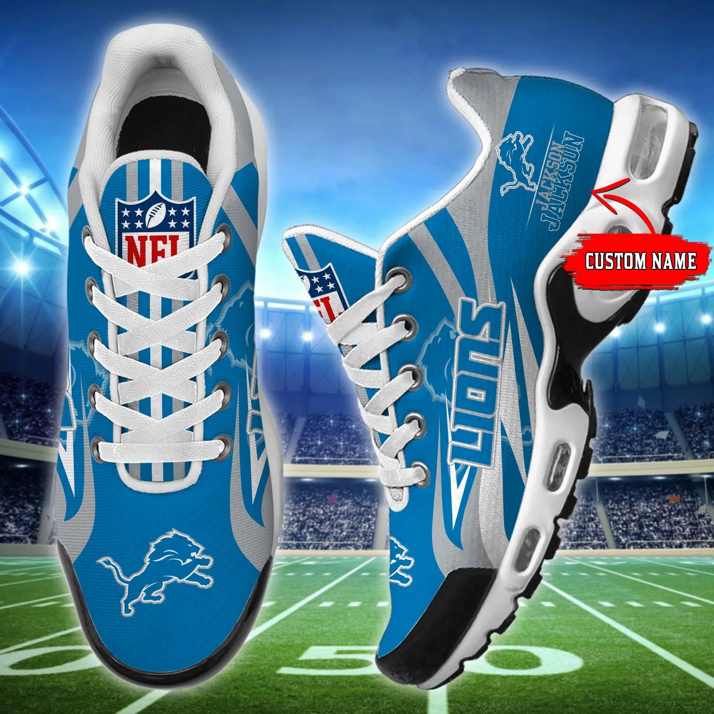 Detroit Lions Personalized Plus T-N Youth Sneakers BG90