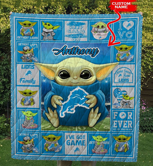 Detroit Lions Personalized Premium Quilt BG13