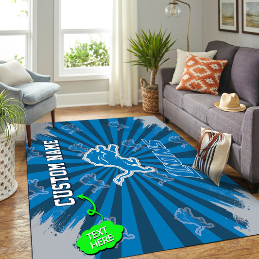 Detroit Lions Personalized Premium Rectangle Rug 51