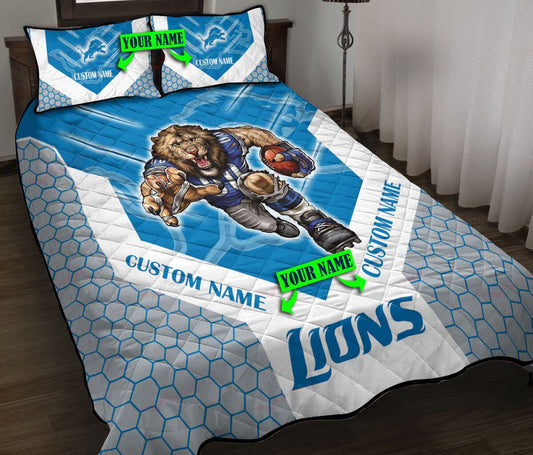 Detroit Lions Personalized Quilt Set BG91
