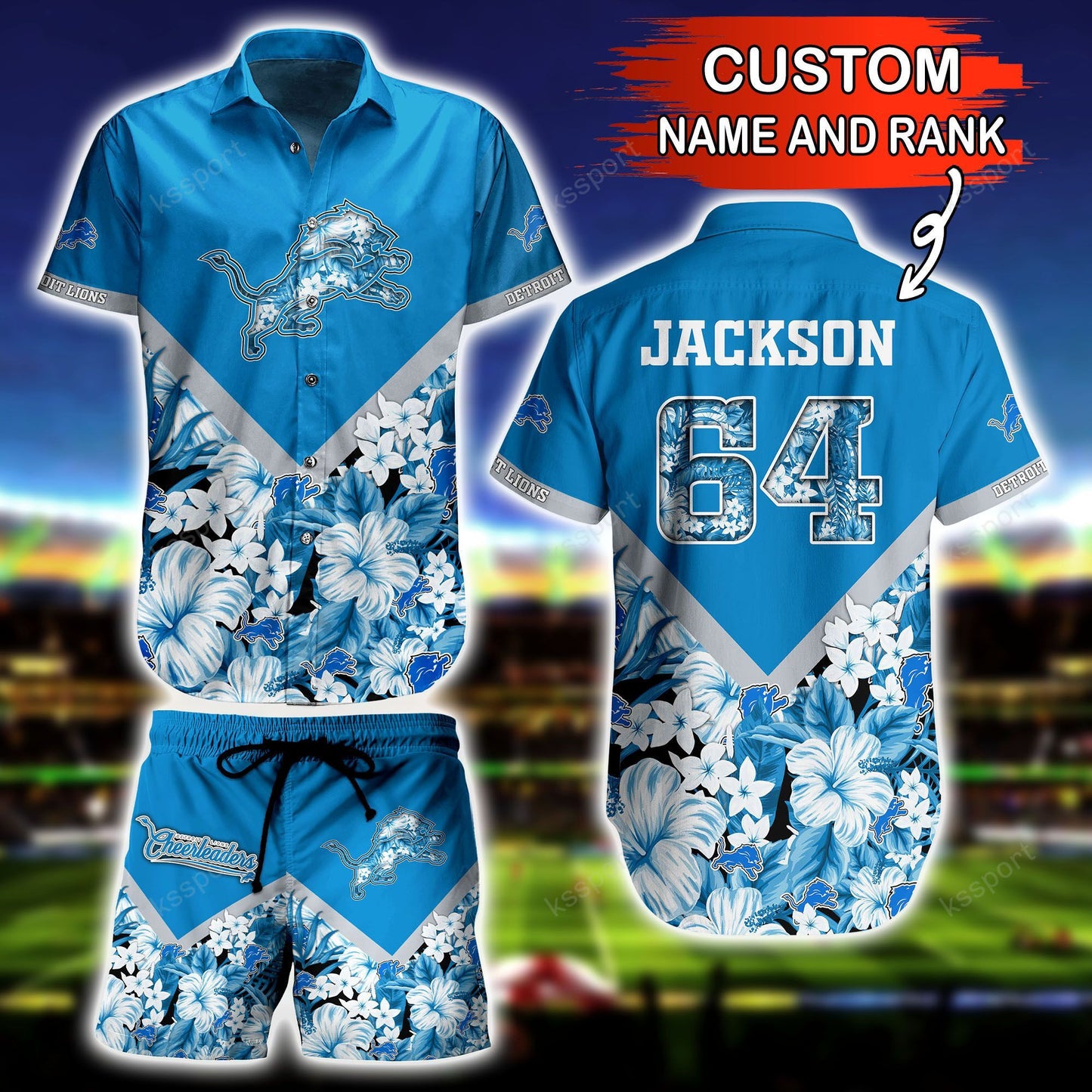 Detroit Lions Personalized Shirt and Shorts BG279