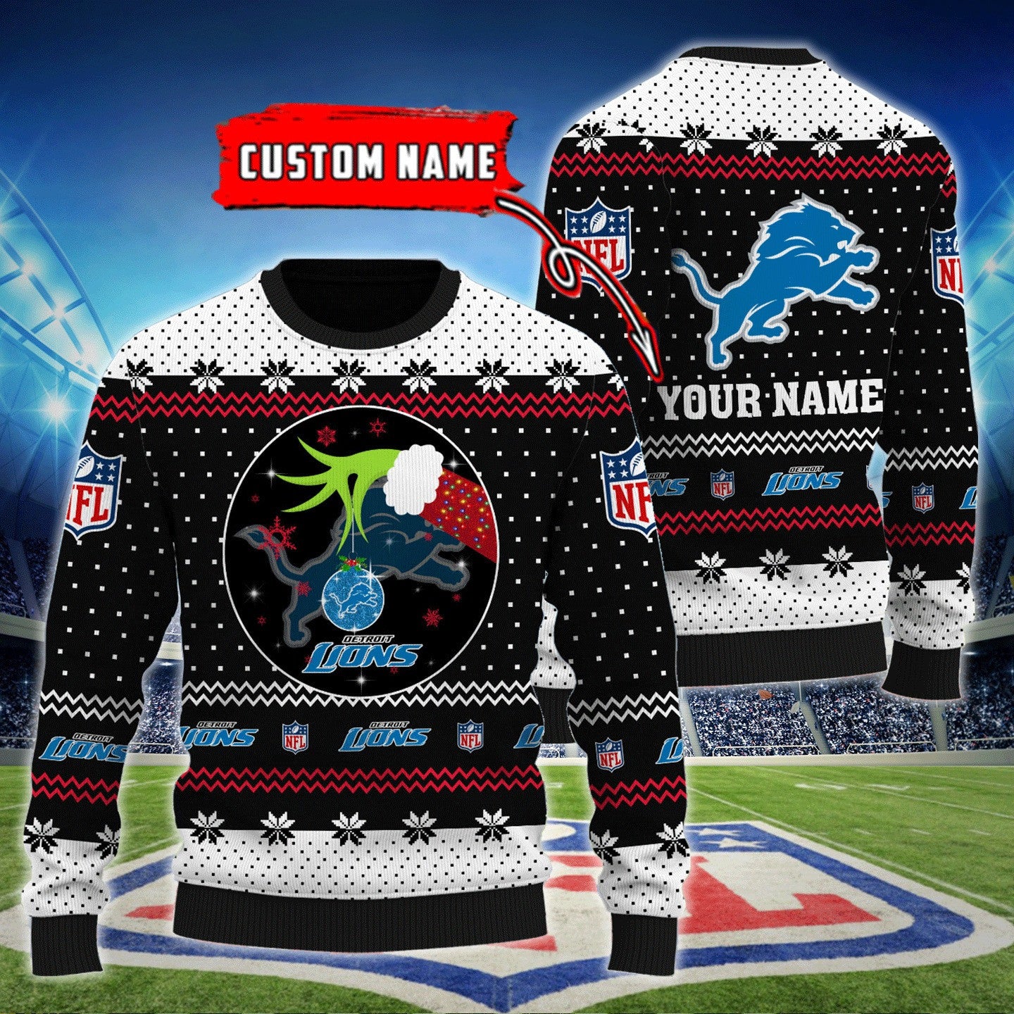 Detroit Lions Personalized Woolen Sweater BG45