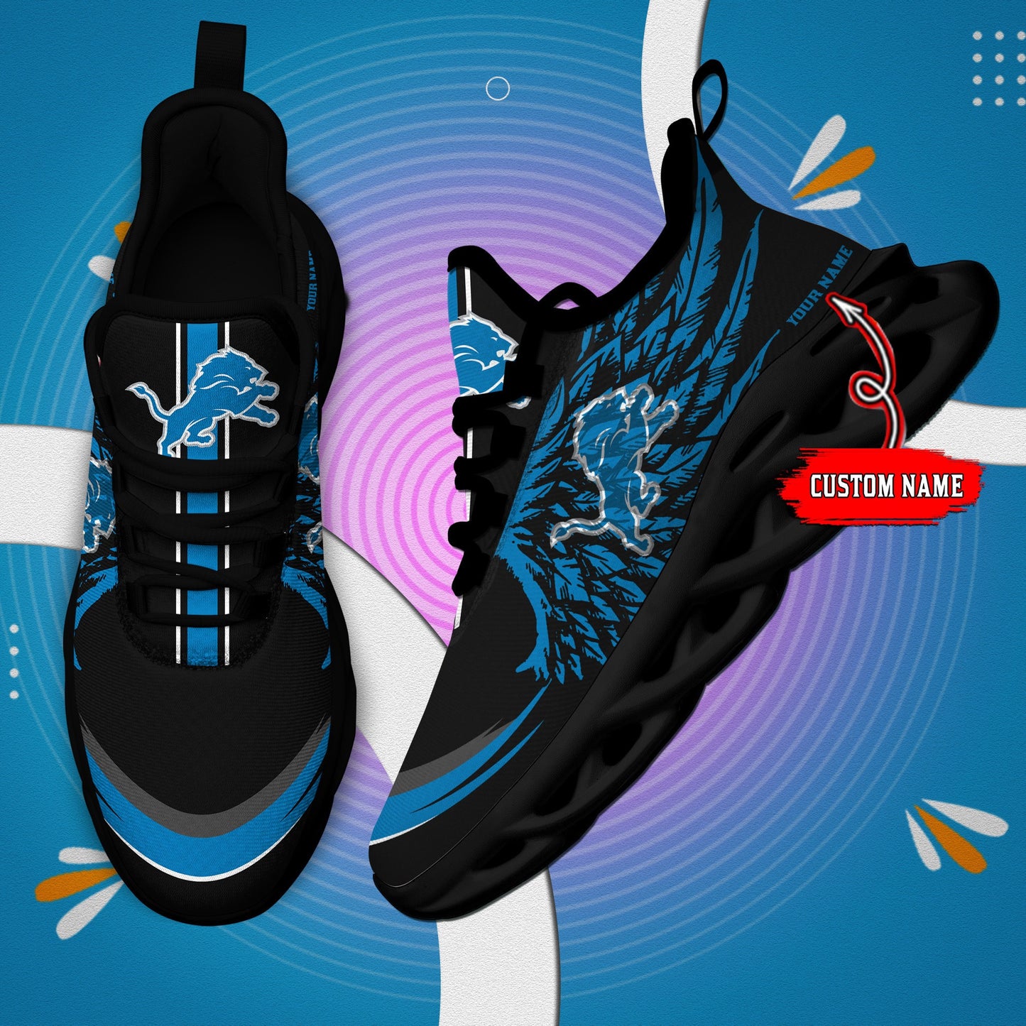Detroit Lions Personalized Yezy Running Sneakers BB664