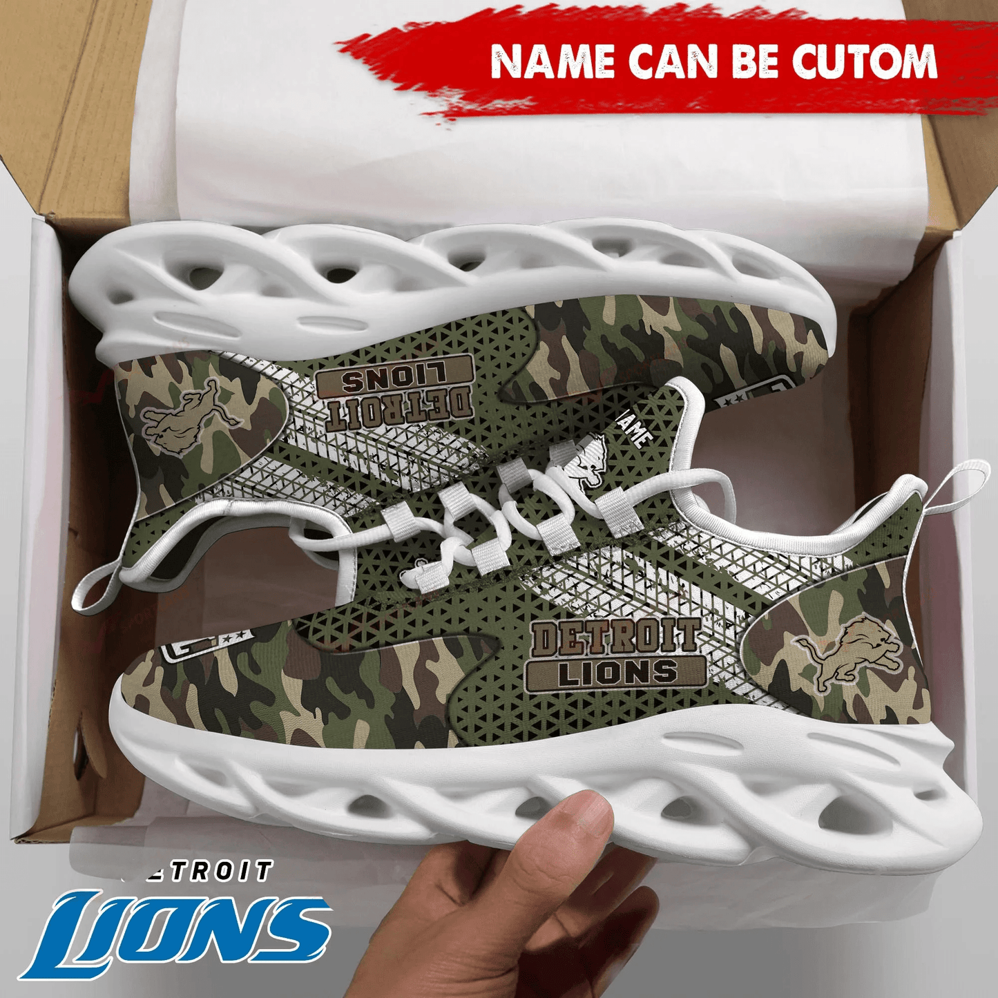 Detroit Lions Personalized Yezy Running Sneakers SPD600