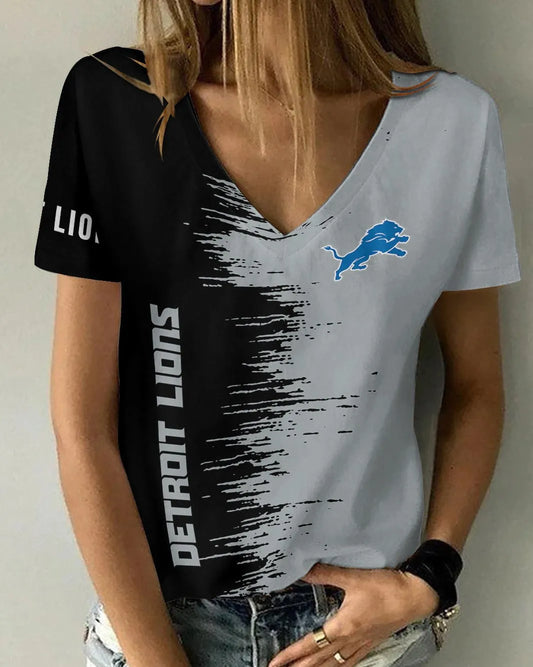 Detroit Lions Summer V-neck Women T-shirt BG18