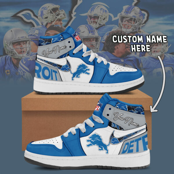 Detroit Lions Limited Edition High AJ1 Shoes with Custom Name AZBTAJ1SEW000012